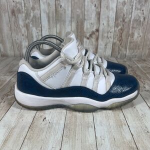 Air Jordan 11 Low Navy Blue White‎ Sneakers Basketball Shoes Size 7Y